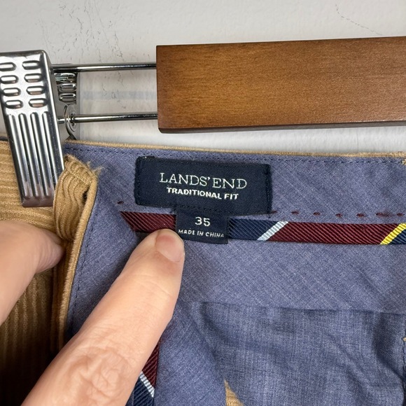 Lands End Mens 35 Traditional Fit Corduroy Pants Tan Khaki 100% Cotton - Picture 4 of 11